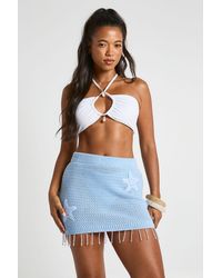 Boohoo - Crochet Starfish Embellished Beaded Hem Mini Skirt - Lyst