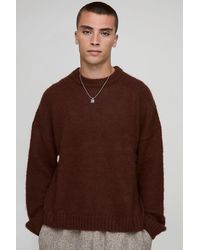 BoohooMAN - Boxy Fit Brushed Extended Neck Knitted Jumper - Lyst