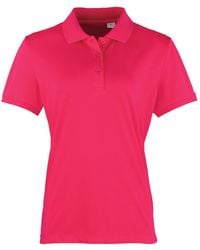 PREMIER - Ladies Coolchecker Short Sleeve Pique Polo T-Shirt (Hot) - Lyst