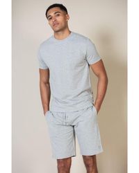 French Connection - Light Grey Cotton Embossed T-shirt And Short Set - Lyst