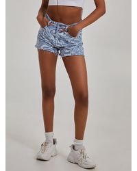 Pink Vanilla - Swirl Print Denim Shorts - Lyst