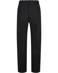 HUGO - Solid Patterned Straight Leg Trousers - Lyst