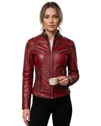 Woodland Leathers - Genuine Leather Biker Jacket - Lyst