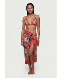 Karen Millen - Scarf Mirrored Print Cotton Voile Sarong - Lyst
