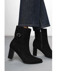 Where's That From - Wheres 'Jolie' Suede Mid Heel Ankle Boots With Side Buckle - Lyst
