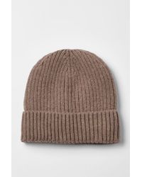 MAINE - Camel Fleece Lined Beanie Hat - Lyst