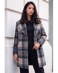 Roman - Petite Boucle Check Coat - Lyst
