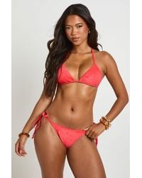 Boohoo - Towelling Triangle Bikini Top & Tie Side Bottoms Set - Lyst