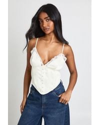 Boohoo - Lace Trim Boned Corset Top - Lyst