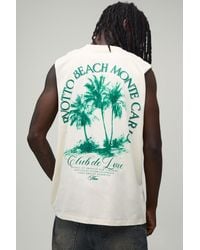 BoohooMAN - Oversized Monte Carlo Palm Print Tank Cotton - Lyst