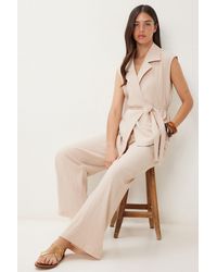 Happiness İstanbul - High Waist Two-Piece Set With Shirt Collar And Wide Leg Pants - Lyst
