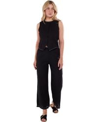 Gini London - Schwarze Hose Mit Kontraststickerei Und Nahtdetail - Lyst