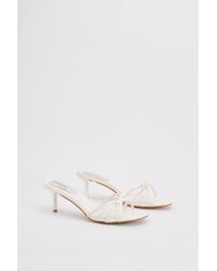 Oasis - Karla Faux Leather Bow Detail Medium Stiletto Heel Mules - Lyst