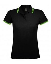 Sol's - Ladies Pasadena Tipped Short Sleeve Pique Polo Shirt /Lime) Cotton - Lyst