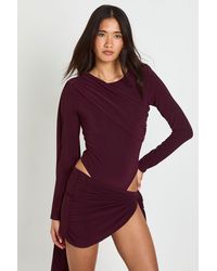 Boohoo - Double Layer Slinky Drape Detail Mini Skirt - Lyst