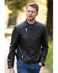 Ashwood Leather - 'Filippo' Cross Zip Biker Jacket - Lyst