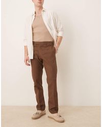 ASOS - Smart Slim Fit Linen Blend Trousers - Lyst