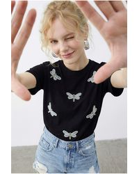 Bianco Lucci - Embroidered Crew Neck Relaxed Fit T-Shirt - Lyst