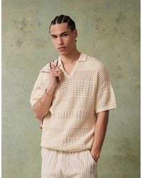 ASOS - Relaxed Crochet Knitted Notch Neck Polo - Lyst