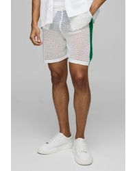 BoohooMAN - Relaxed Fit Side Stripe Open Stitch Knitted Shorts - Lyst