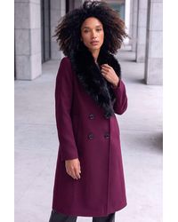 Roman - Faux Fur Trim Tailored Coat - Lyst