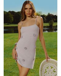 Boohoo - Knitted Flower Detail Crochet Mini Dress - Lyst