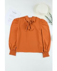 Azura Exchange - Long Sleeve Mock Neck Chiffon Blouse - Lyst