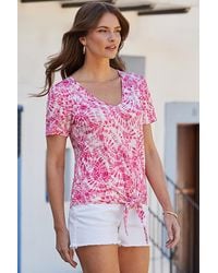 Sosandar - Summer Print Tie Front T-Shirt - Lyst
