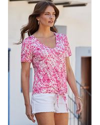 Sosandar - Summer Print Tie Front T-Shirt - Lyst