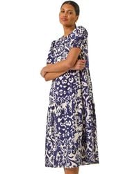 Roman - Abstract Print Midi Shirt Dress - Lyst