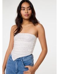 Pink Vanilla - Ruched Side Bandeau Lace Top - Lyst