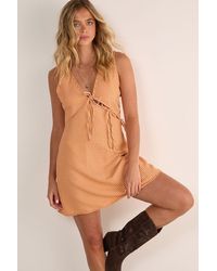 Nasty Gal - Textured Stripe Asymmetric Tie Mini Dress - Lyst