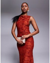 ASOS - Sleeveless Twisted Shoulder Devore Maxi Dress - Lyst