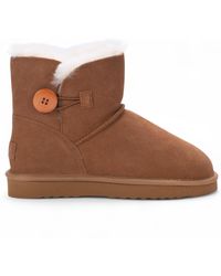 Infinity Leather - Sheepskin Suede Ankle Bootie Warm Winter Boots - Lyst