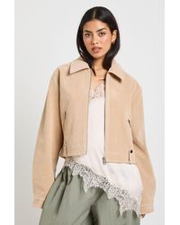 Boohoo - Suede Look Zip Jacket - Lyst