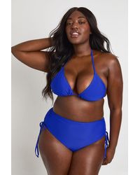 Boohoo - Plus Tummy Control Ruched High Waist Bikini Bottom - Lyst