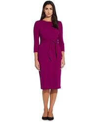 Adrianna Papell - Knit Crepe Tie Waist Sheath Dress - Lyst