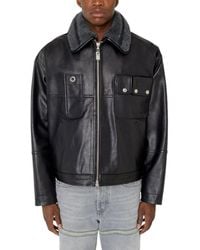 DIESEL - L-Gilbert-Fur Leather Jacket Aviator Lambskin Casual Biker - Lyst