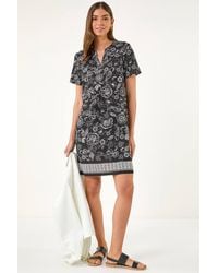Roman - Paisley Print Linen Blend Shift Dress - Lyst