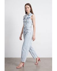 Dilvin - Cotton Denim Straight-Leg Overalls Jumpsuit - Lyst