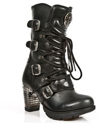 New Rock - Ladies Leather Metallic Gothic Boots- Tr003-S1 - Lyst
