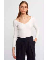 Hiccup - V Neck Ribbed Basic Sweater - Lyst
