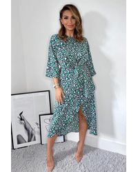 AX Paris - And Printed Wrap Tie Front Midi Dress - Lyst