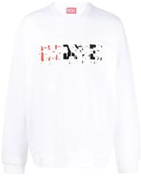 DIESEL - Double Destroyed Logo Sweatshirt Cotton - Lyst
