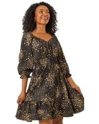 Roman - Petite Spot Print Frill Detail Dress - Lyst