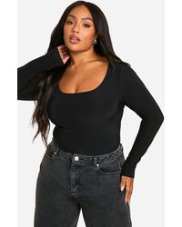 Boohoo - Basics Plus Double Layer Slinky Scoop One Piece - Lyst