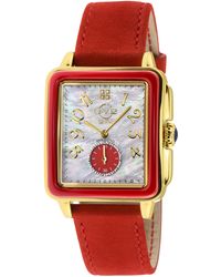 Gv2 - Bari Enamel 9261 Swiss Quartz Diamond Italian Suede Leather Watch Stainless Steel - Lyst