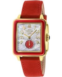 Gv2 - Bari Enamel 9261 Swiss Quartz Diamond Italian Suede Leather Watch Stainless Steel - Lyst