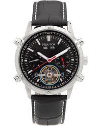 Heritor - Wilhelm Semi-Skeleton Leather-Band Watch W/Day/Date - Lyst