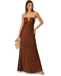 Adrianna Papell - Stretch Satin Long Dress - Lyst